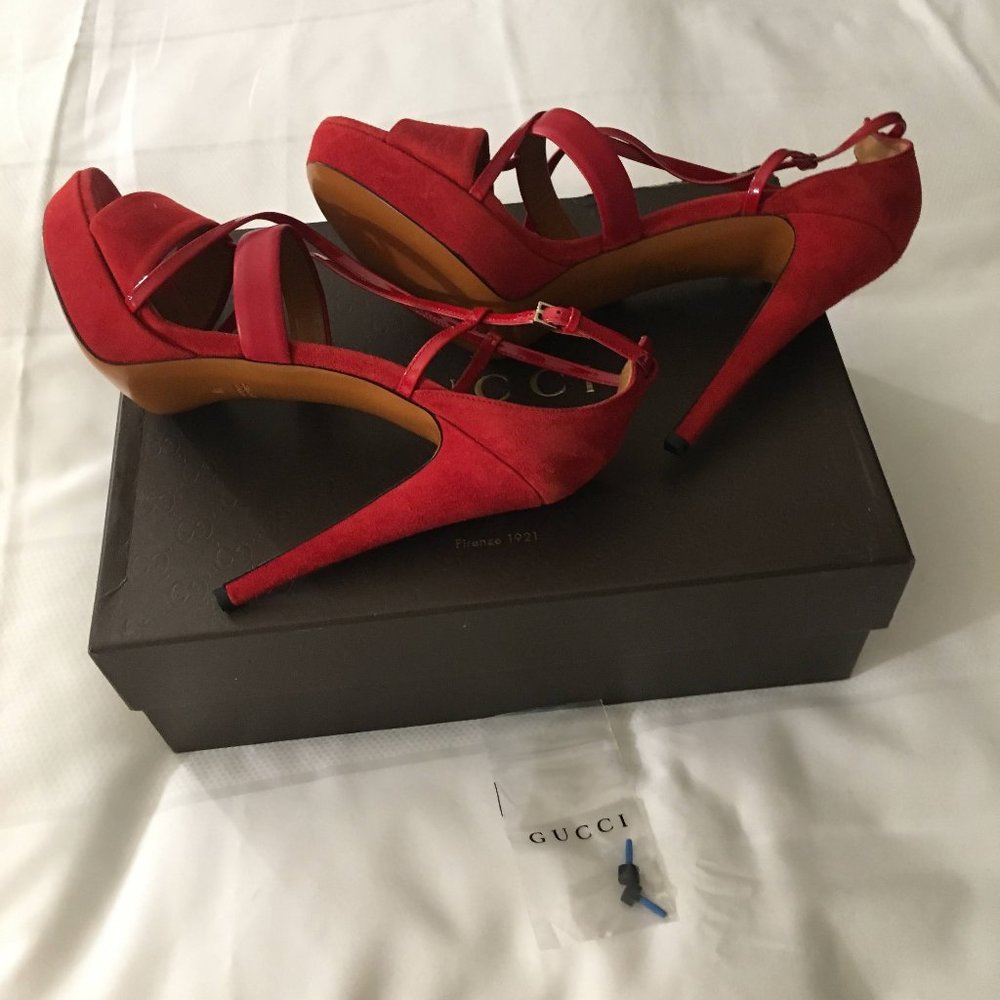 Gucci Kid Scamosc / Vern Crystal Tabasco Heels View 6